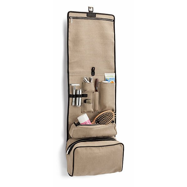 Hanging Leather Wash Bag With Buckle Open Hanging Leather Wash Bag With Buckle Open