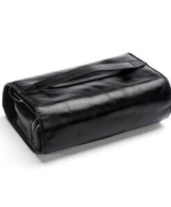 Mens Leather Hanging Wash bag back