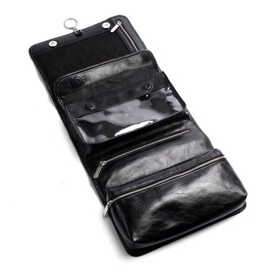 Mens Leather Hanging Wash bag