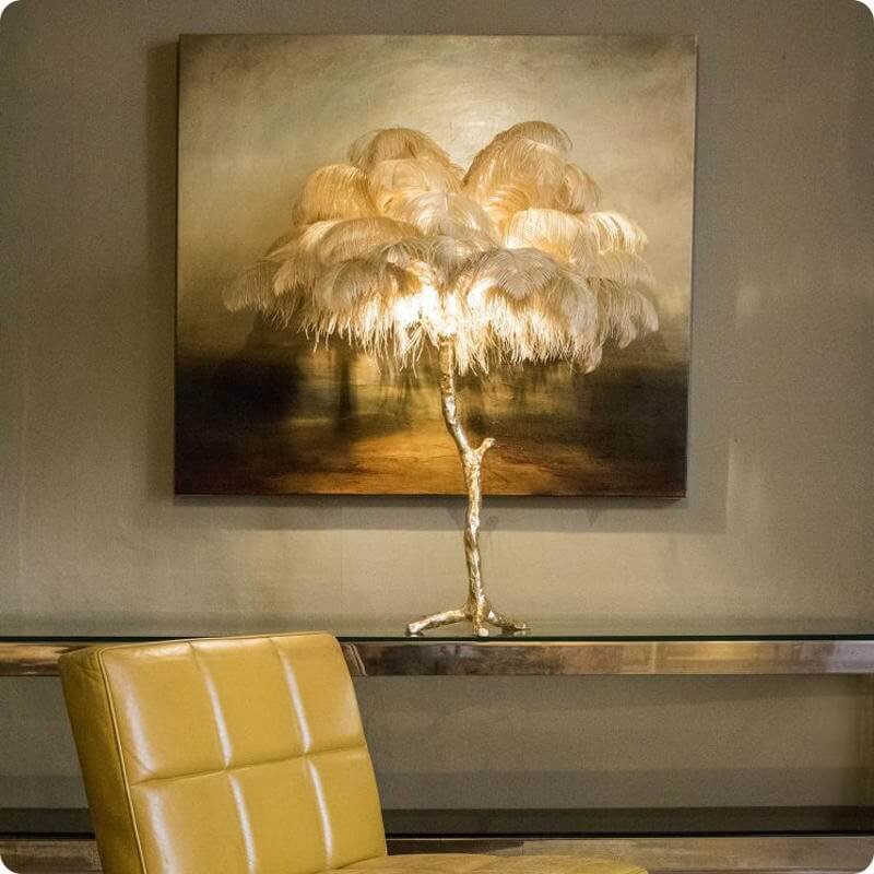 Feather Lamp Bedside golden Feather Lamp Bedside golden