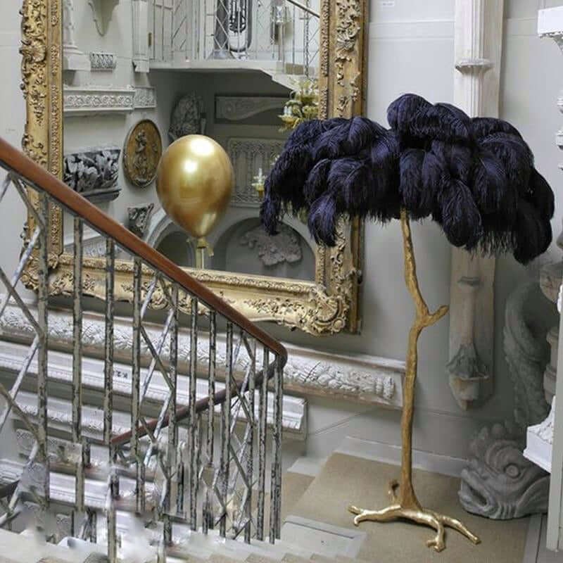 Feather Lamp Black Feather Lamp Black